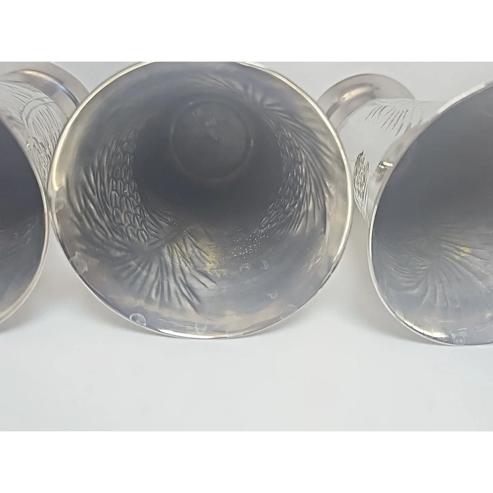 Set of‎ 3 Vintage Hallmark Table Vases Embossed Pine Cones Silver